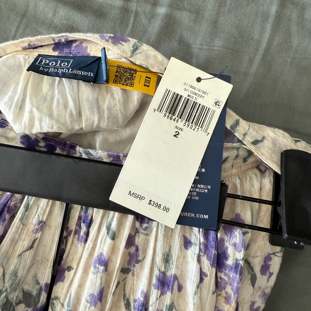 Polo Ralph Lauren Purple and Cream Floral A-Line Skirt - Picture 8 of 9